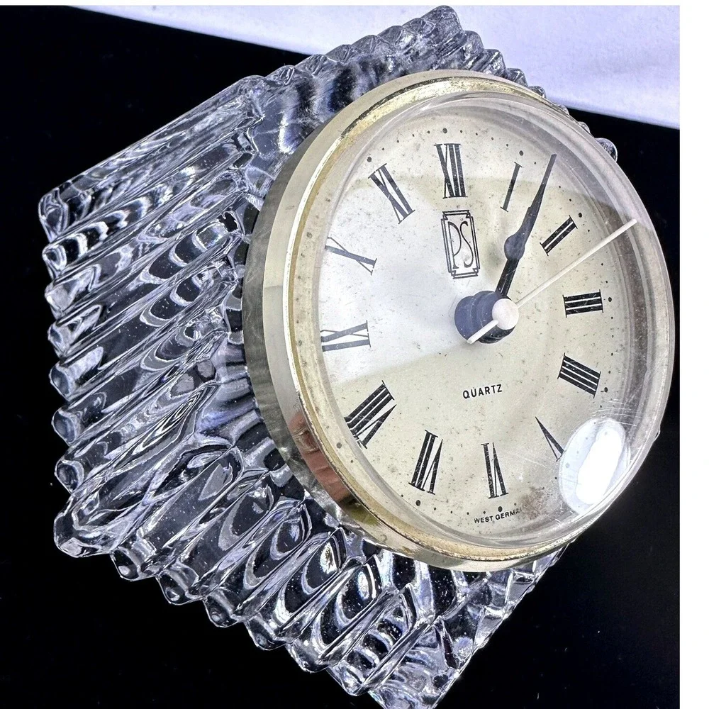 PS West Germany Quartz Clock Crystal Table Desk Decor‎ Vintage Retro